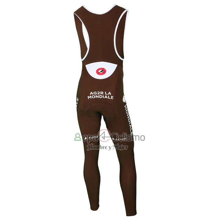 Ag2r La Mondiale Ropa Ciclismo Culotte Largo 2018 Mangas Largas Brown